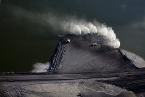 Toxic coal sludge at the Colstrip ash ponds. 