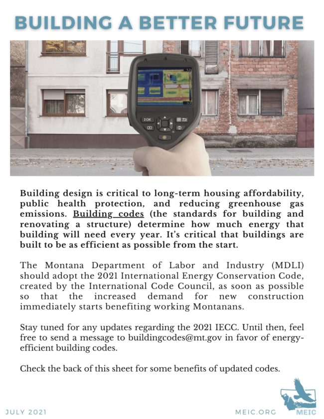 less color Building codes short facts sheet Montana Environmental Information Center MEIC