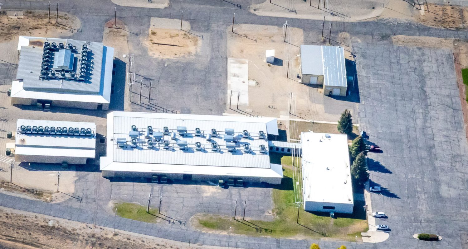 Atlas Power Group's data center in Butte, which houses energy-intensive computers and cooling equipment. 
Photo by Chris Boyer, with aerial support from LightHawk.